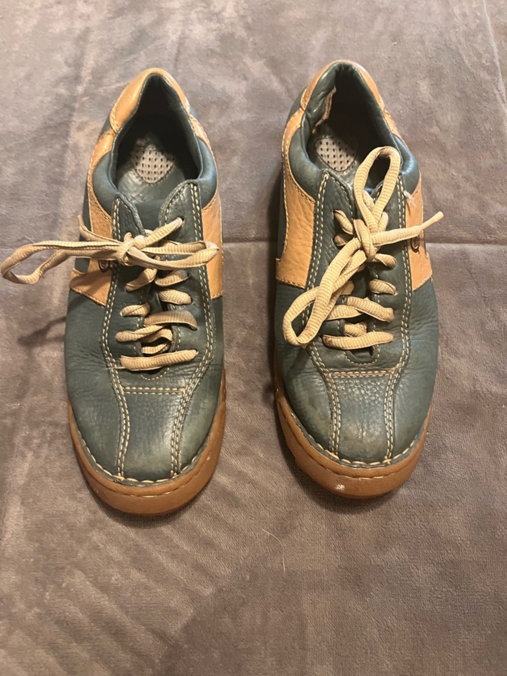 Born Green Leather Sneaker with Tan Trim - Picture 2 of 8